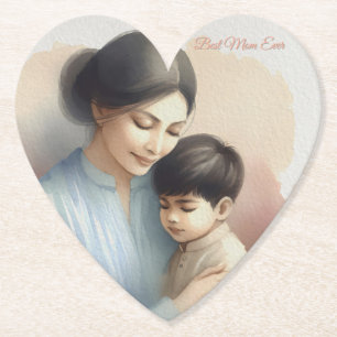 Best Mom Ever Watercolor Illustration Paper Coaster