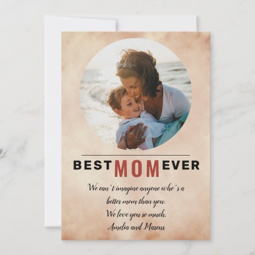 Best Mom Ever Watercolor Mothers Day Photo Holiday Card