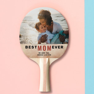 Best Mom Ever Watercolor Mother`s Day Photo  Ping Pong Paddle