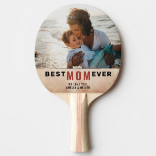 Best Mom Ever Watercolor Mother`s Day Photo  Ping Pong Paddle