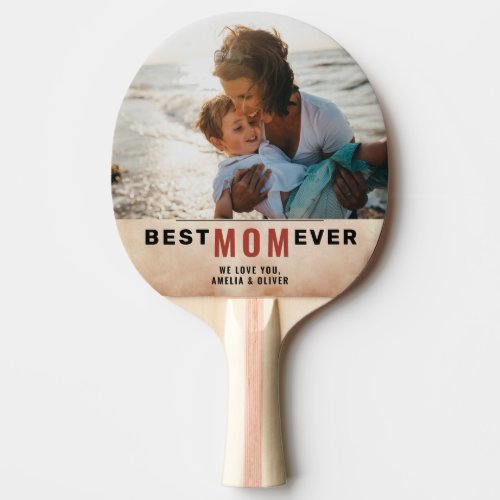 Best Mom Ever Watercolor Mother`s Day Photo  Ping Pong Paddle - Best Mom Ever Watercolor Mother`s Day Photo Ping Pong Paddle. The background is blush orange watercolor. Customize the text and add your photo.