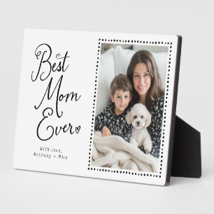 Best Mom Ever Whimsical Script 1 Photo Plaque