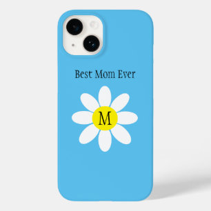 Best Mom Ever White Daisy Sky Blue Single Initial  Case-Mate iPhone 14 Case