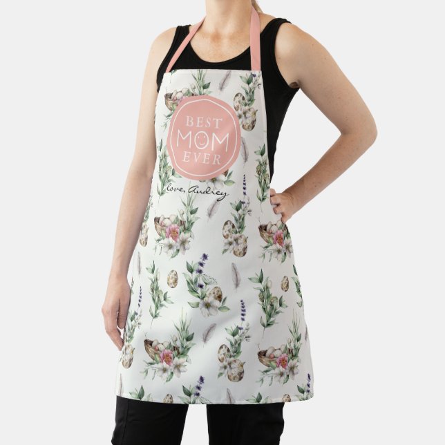 Best Mom Ever Wild Flower Egg Feather Apron (Insitu)