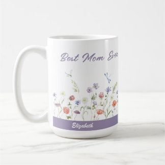 Best Mom Ever Wildflower Kids Names Mother's Day Coffee Mug