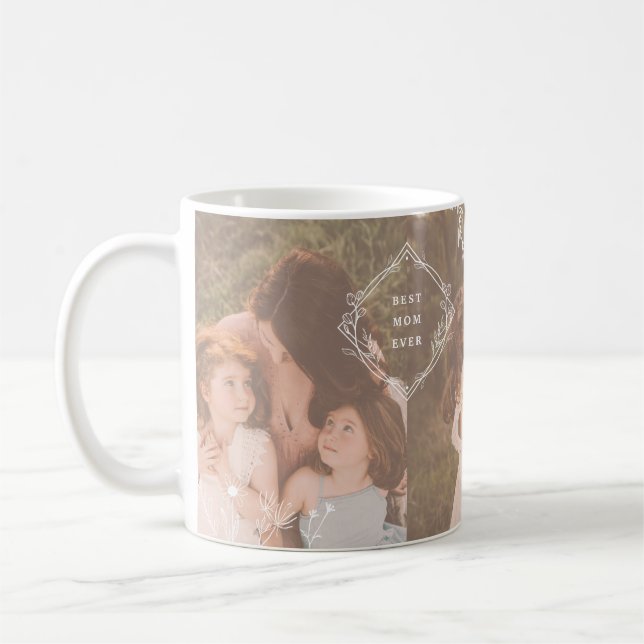 Best Mom Ever Wildflower Photo Collage Coffee Mug (Left)