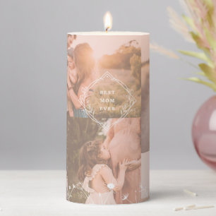 Best Mom Ever Wildflower Photo Collage Pillar Candle