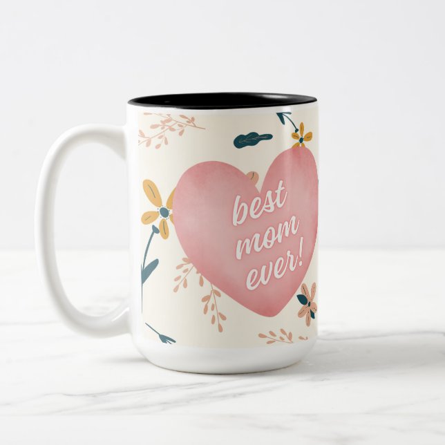 Best Mom Ever Wildflower Photo Mother's Day Mug (Left)