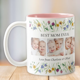 Best Mom Ever Wildflower Photo Mother's Day Two-Tone Coffee Mug