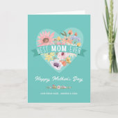 Best Mom Ever Wildflowers Heart Photo Mother's Day Card (Front)