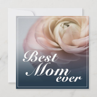 Best Mom Ever with Big Pink Rose Holiday Card