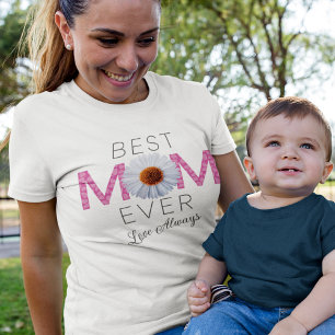 Best Mom Ever With Daisy Image Print (Pink V2) T-Shirt