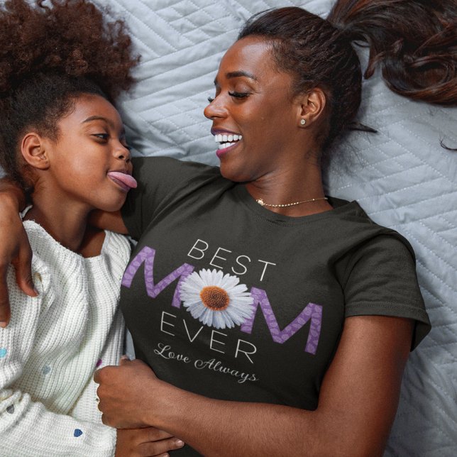 Best Mom Ever With Daisy Image Print (Purple V2) T-Shirt (Creator Uploaded)