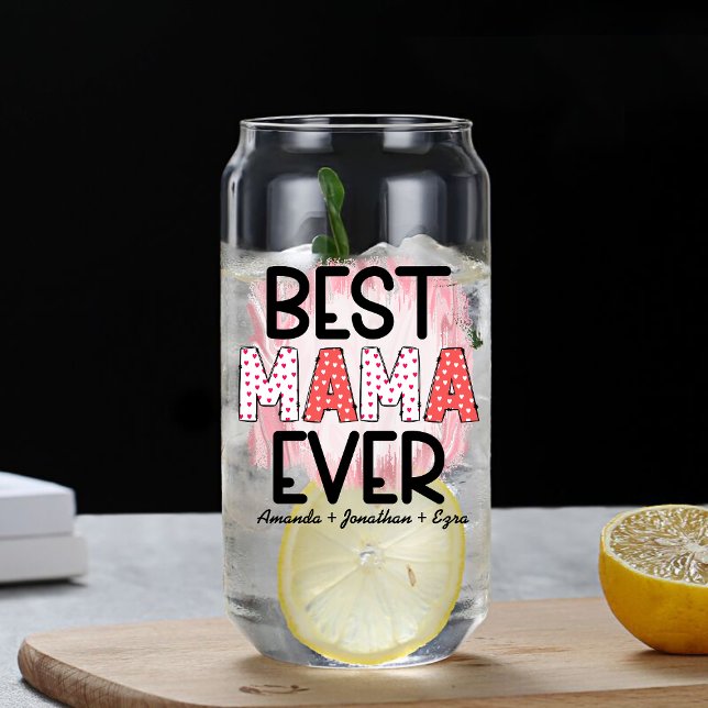 Best Mom Ever with Kids' Names Drinkware Set Can Glass (Creator Uploaded)