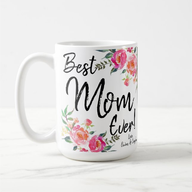 best Mom ever with photos and date Coffee Mug (Left)