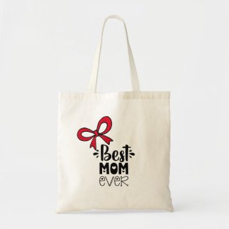 Best Mom ever with red ribbon bow Mother's  Day Tote Bag