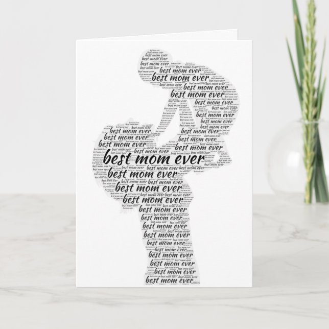 Best Mom Ever Word Art Mothers Day Black White Card (Front)