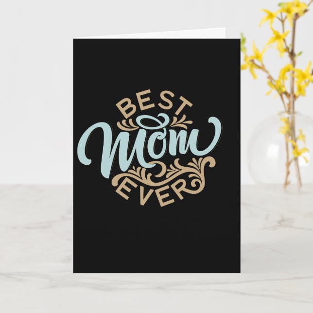 Best Mom Ever Word Art Mother's Day Card (Yellow Flower)