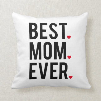 best mom ever, word art, text design, red hearts throw pillow
