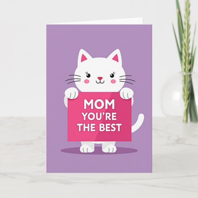 Best Mom Feline Illustration Card (Front)