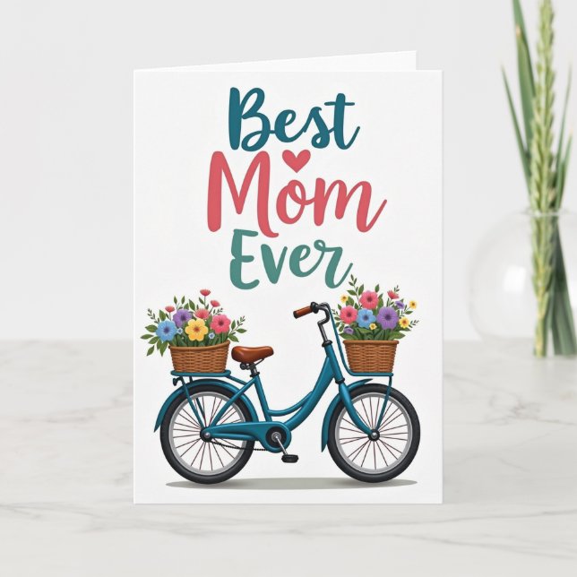 Best Mom Floral Bicycle Card (Front)