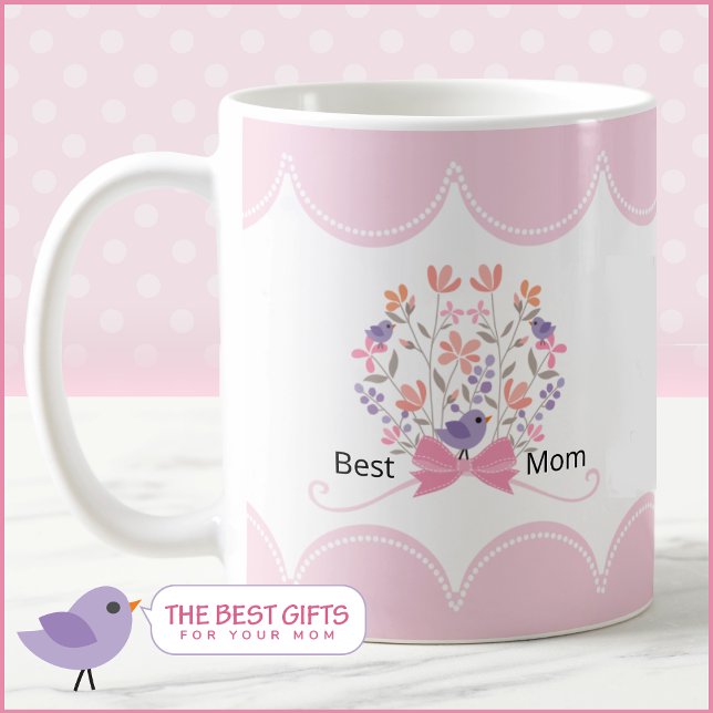 Best Mom Floral Bouquet Customizable Mothers Day Coffee Mug (Creator Uploaded)
