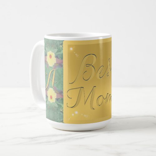 Best Mom Floral Brass_like Monogram Mug