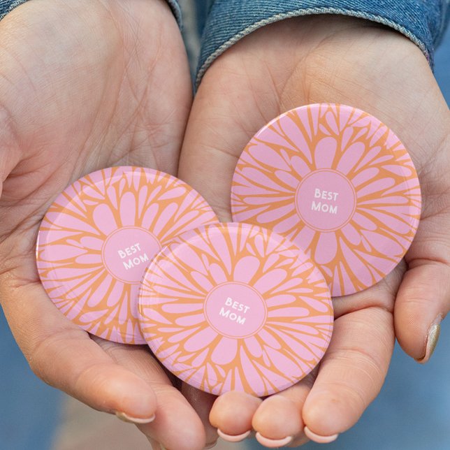 Best mom floral burst pastel orange pink button (Creator Uploaded)
