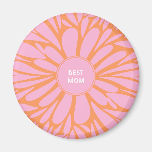 Best mom floral burst pastel orange pink magnet (Front)
