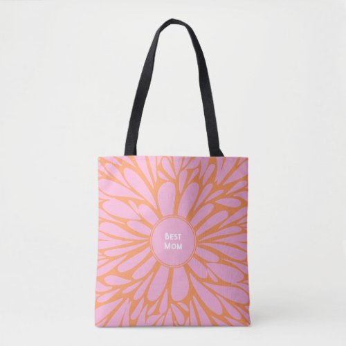 Best mom floral burst pastel orange pink tote bag