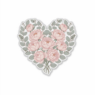 Best Mom Floral Minimalist Heart Bouquet Sticker
