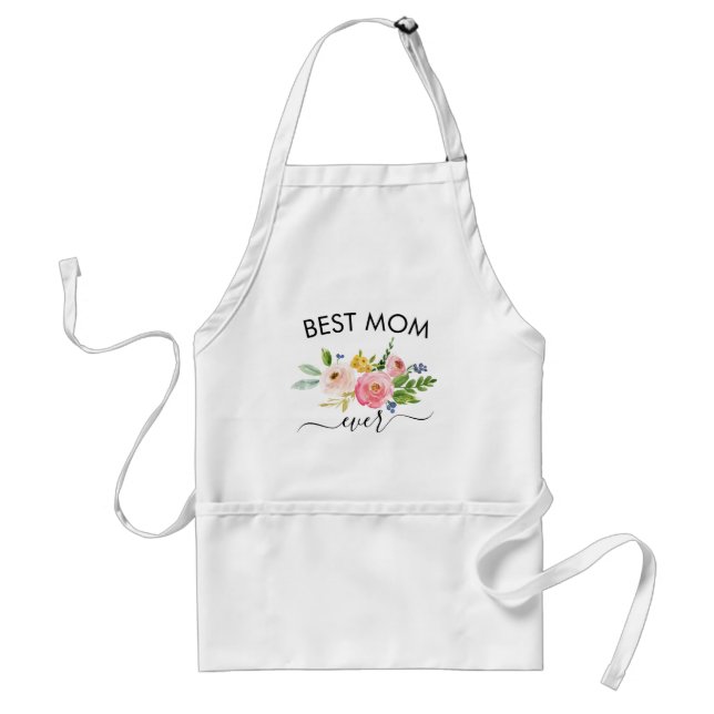 Best Mom Gift Mothers Day Mother Floral Wreath Adult Apron (Front)