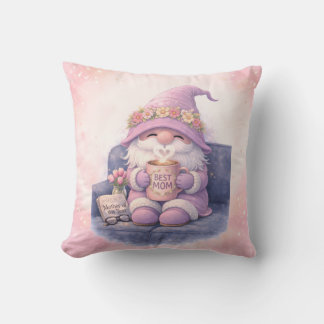 Best Mom Gnome Throw Pillow 16x16