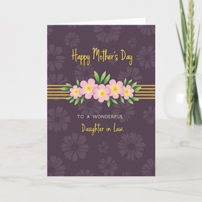 Best Mom Golden Flowers Card (Front)