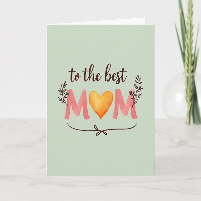 Best Mom Golden Heart Art Card (Front)