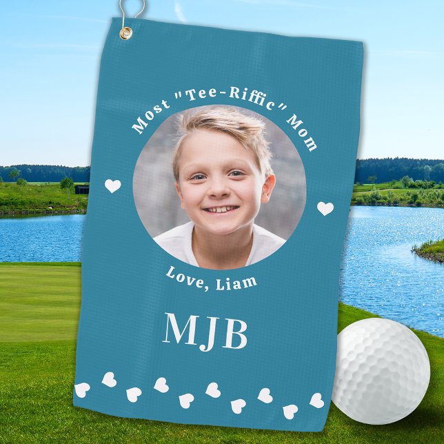 Best MOM Golfer Custom Photo Personalized Monogram Golf Towel (Creator Uploaded)