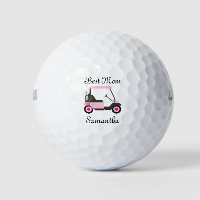 Best Mom Golfer Golf Cart Mother's Day Custom Balls (Front)