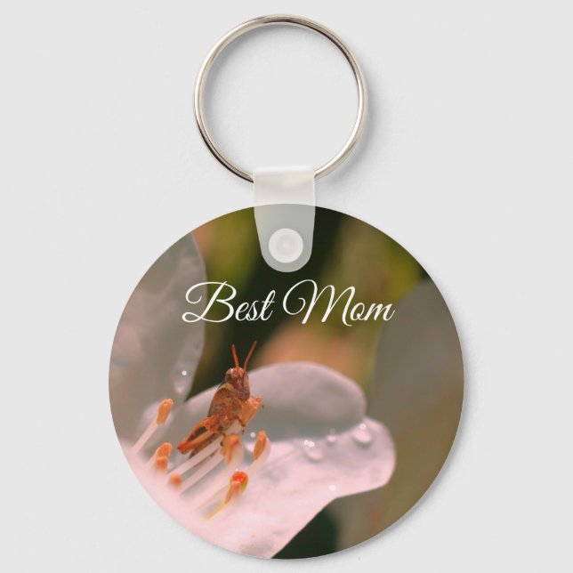 Best Mom Grasshopper On Azalea Flower Keychain (Front)