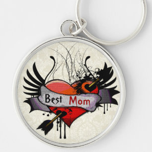 Best Mom Grunge Heart Keychain