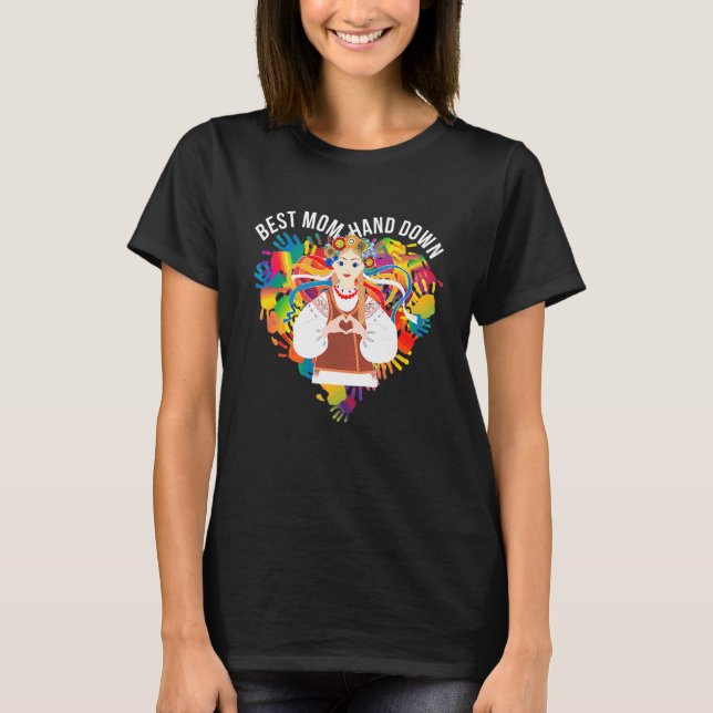 Best Mom Hand Down Hippie Girl Love Peace Happy Mo T-Shirt (Front)