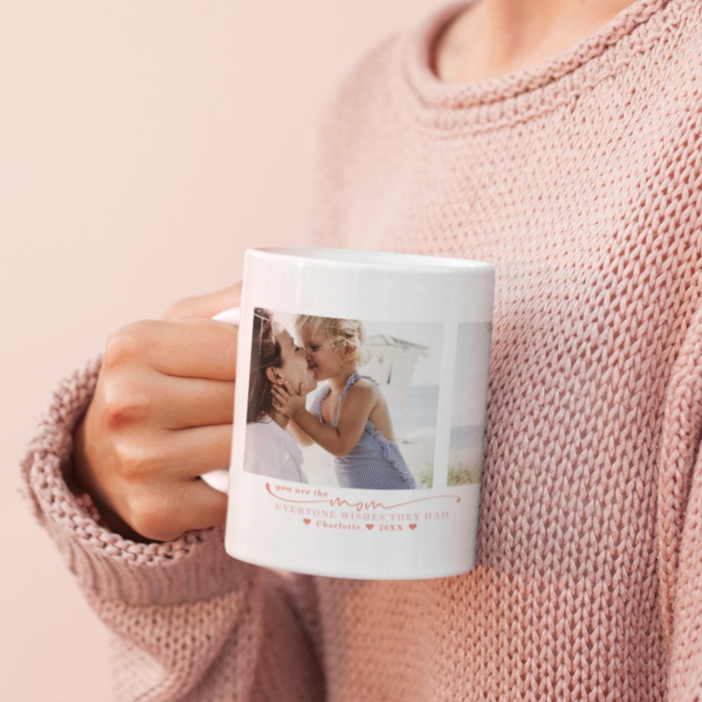 Discover Best Mom | Hand Written Three Photo Collage Coffee Mug