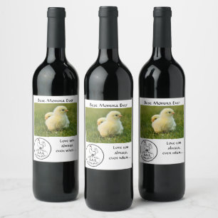 Best Mom Hen Ever Nesting on a Monogram Egg Photo Wine Label