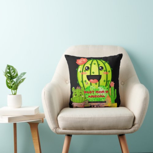 Best Mom In Arizona Customize Mothers Gift Black Throw Pillow