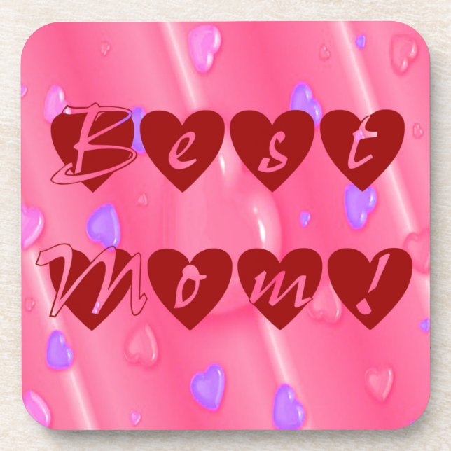 Best Mom in Hearts Coaster (Front)
