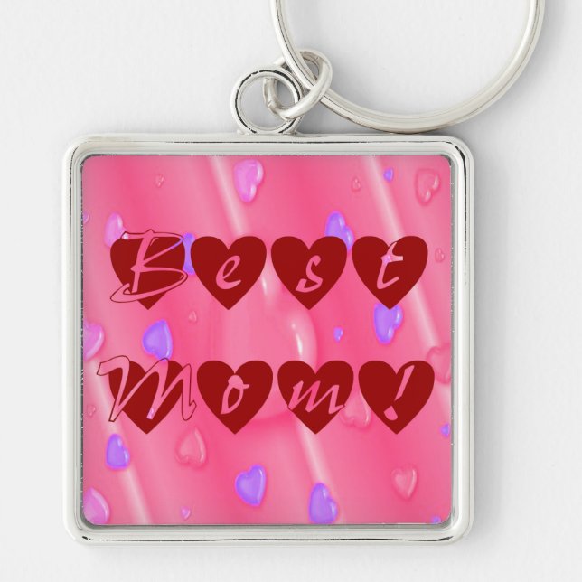 Best Mom in Hearts Keychain (Front)