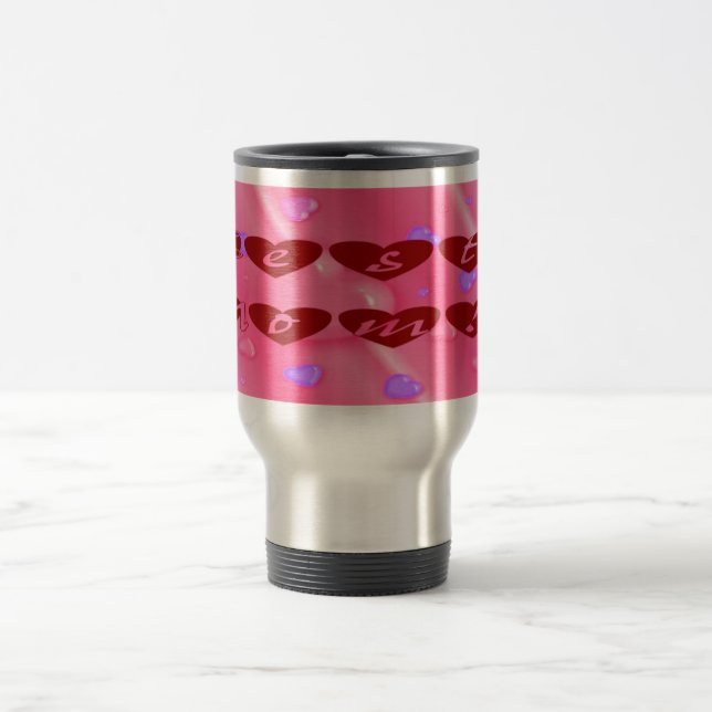 Best Mom in Hearts Travel Mug (Center)