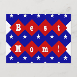 Best Mom in Patriotic Diamond Shape Postcard