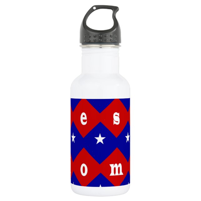 Best Mom in Patriotic Diamond Shape Stainless Steel Water Bottle (Front)