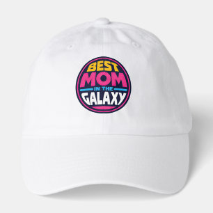 Best Mom in the Galaxy Retro Typography Badge Hat