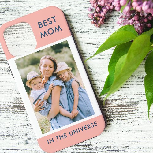 Best Mom in the Universe Custom Photo  Blush Navy iPhone 12 Pro Max Case